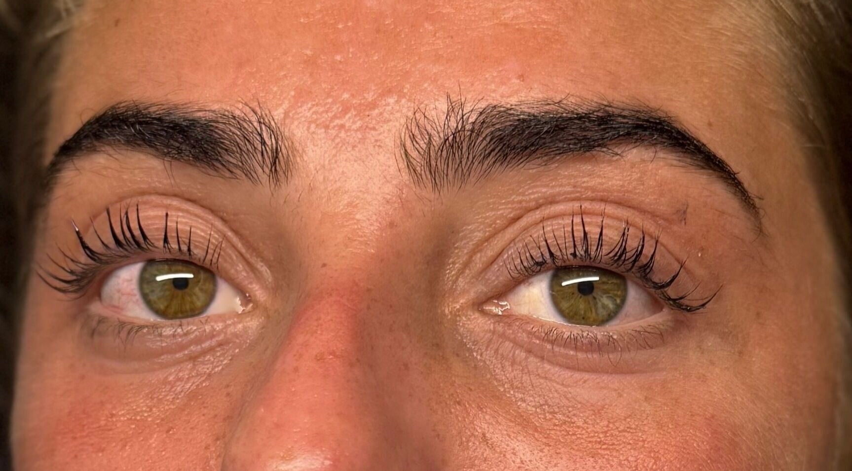 Close-up of styled lashes at Brows By Ru in Royal Wootton Bassett, England, GB.