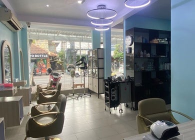 Bright interior of Studio A, Sunset Rd, located in Bali, Bali, ID, showcasing beauty salon setup and styling stations.