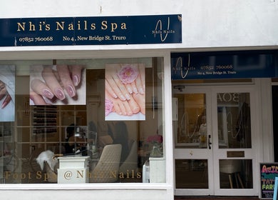 Front view of Nhi's Nails in Truro, England, GB showcasing elegant manicure displays.