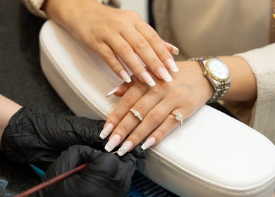 Luxurious manicure at Helin Eren Beauty Hair Spa in Dubai, Dubai, AE, showcasing beautifully detailed nail art.