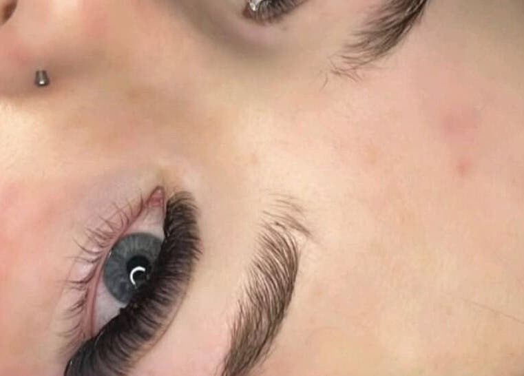 Close-up of elegant eyelash extensions at Clcosmeticsxo, Bristol, England, GB.