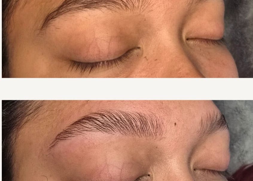 Before and after eyebrow treatment at Glam Studio, Cape Town, Western Cape, ZA, showcasing natural enhancements.