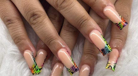 Vibrant neon nail art design at ABL Nails in Erie, Pennsylvania, US, showcasing creative manicure work.