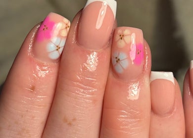 Beautiful floral nail art at The Beauty Studio by Charlotte in Wickham Bishops, England, GB.