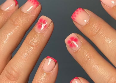 Detailed floral nail art at The Beauty Studio by Charlotte, Wickham Bishops, England, GB.