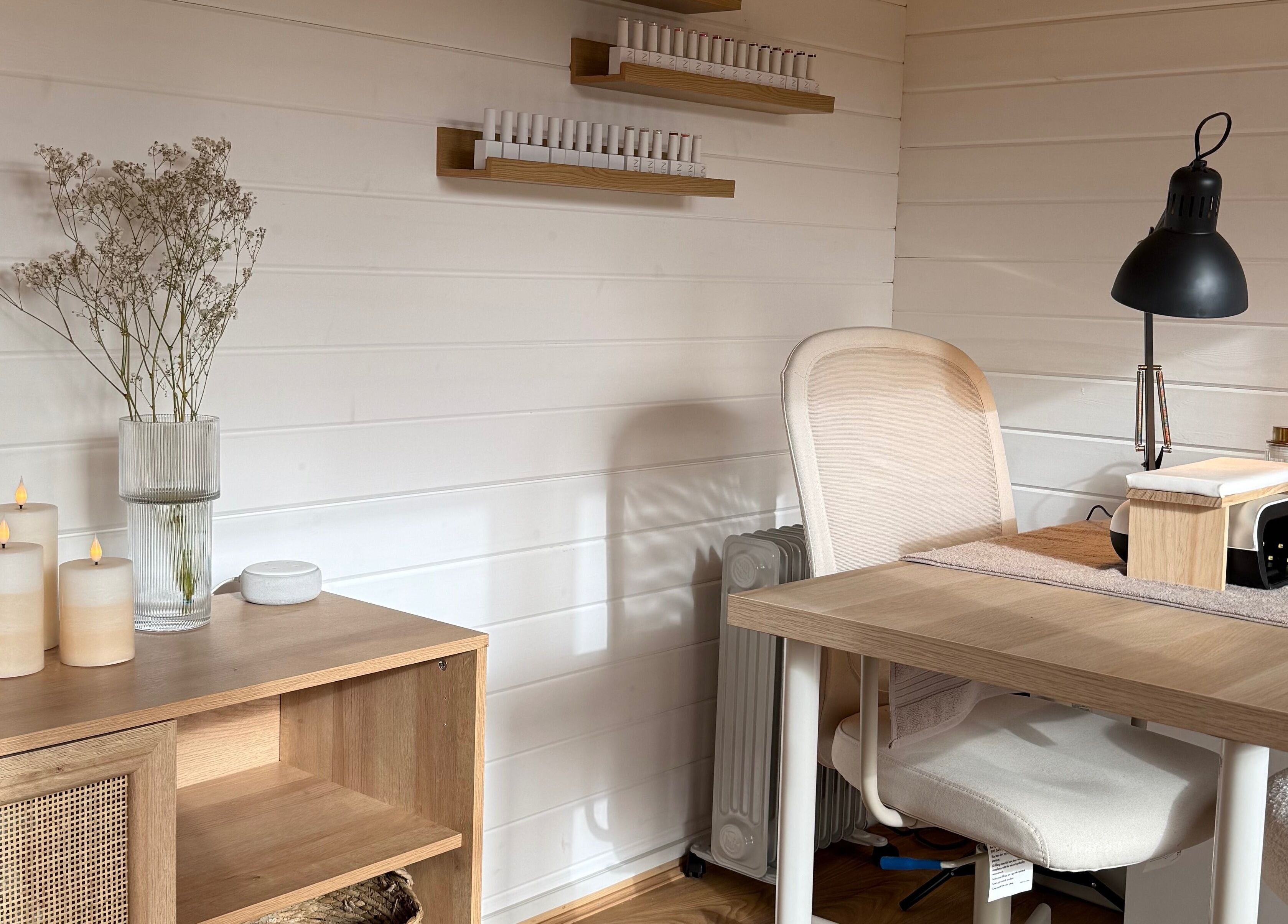 Calming treatment area at The Beauty Studio by Charlotte in Wickham Bishops, England, GB.