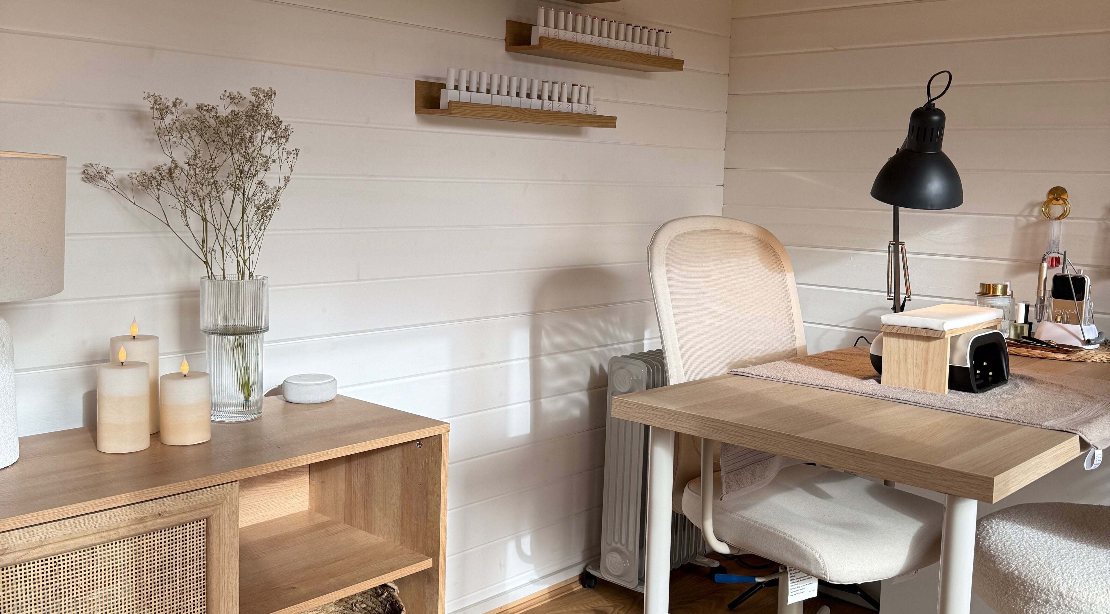 Calming treatment area at The Beauty Studio by Charlotte in Wickham Bishops, England, GB.