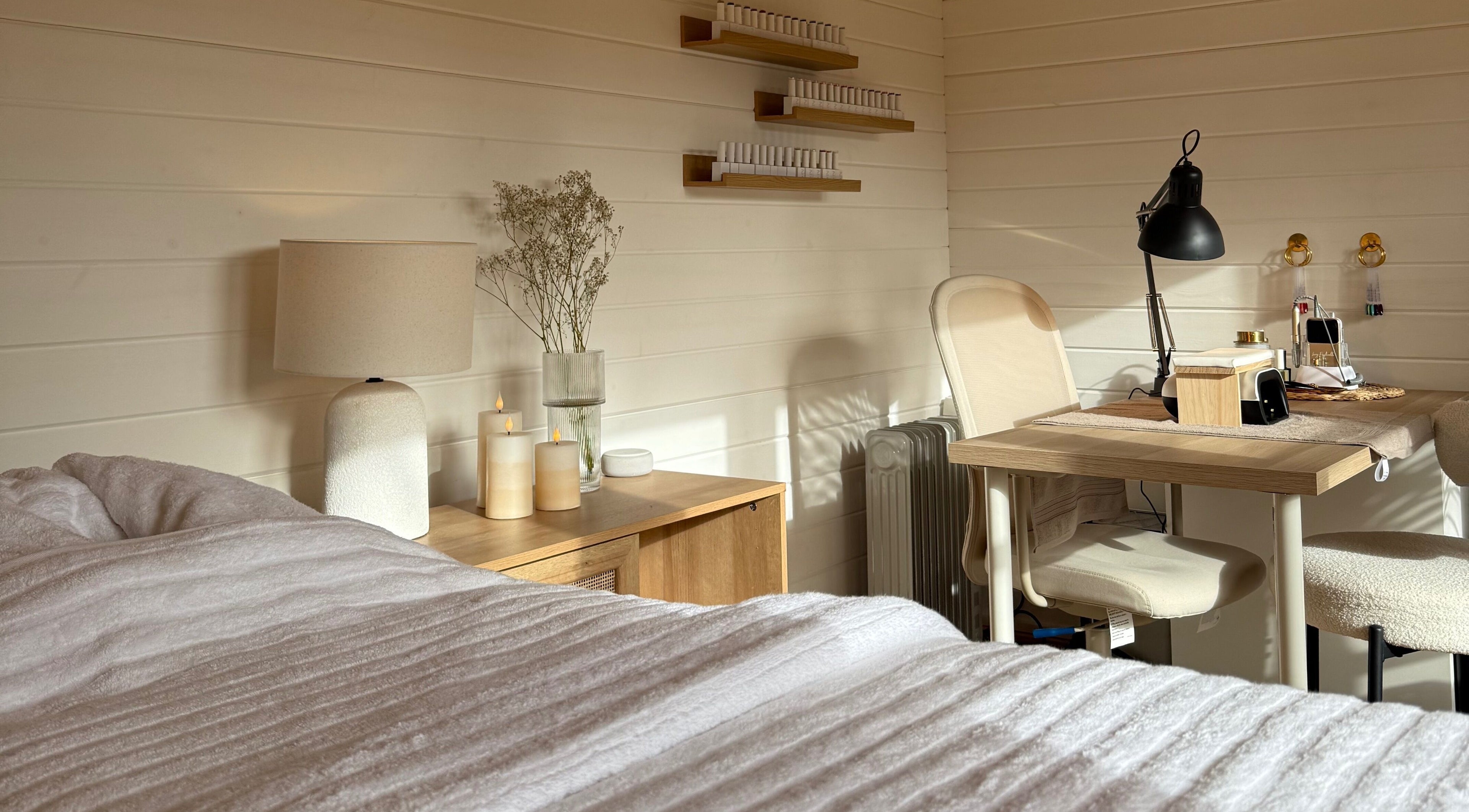Cozy beauty room at The Beauty Studio by Charlotte in Wickham Bishops, England, GB, featuring a tranquil setup.