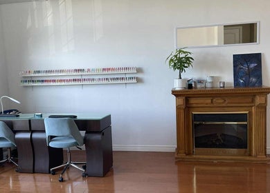 Jenny Khmer Nails & Spa interior in London, Ontario, CA, featuring a chic nail station and elegant decor.