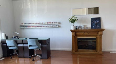 Jenny Khmer Nails & Spa interior in London, Ontario, CA, featuring a chic nail station and elegant decor.