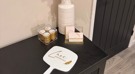 Vanity setup at Luxe Aesthetics By Meg in Chepstow, Wales, GB featuring branded items.