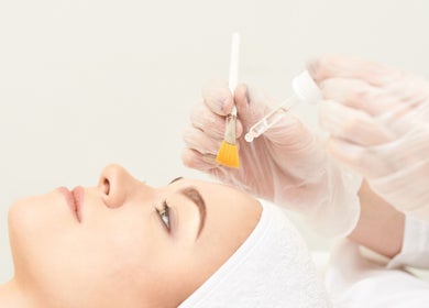 Facial treatment at Magic Box Beauty in London, England, GB, showcasing a professional skincare session.