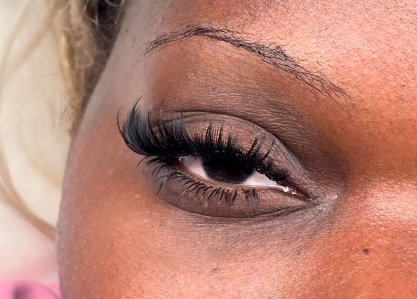 Close-up of elegant eyelash extensions at Diveyen Lash, Ottawa, CA.