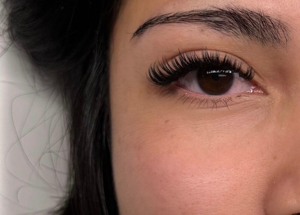 Close-up of beautifully styled eyelashes at Diveyen Lash, Ottawa, CA.