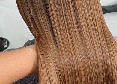 Smooth, silky hair being styled at Touch of a&j salon, Cabuyao City, Calabarzon, PH.