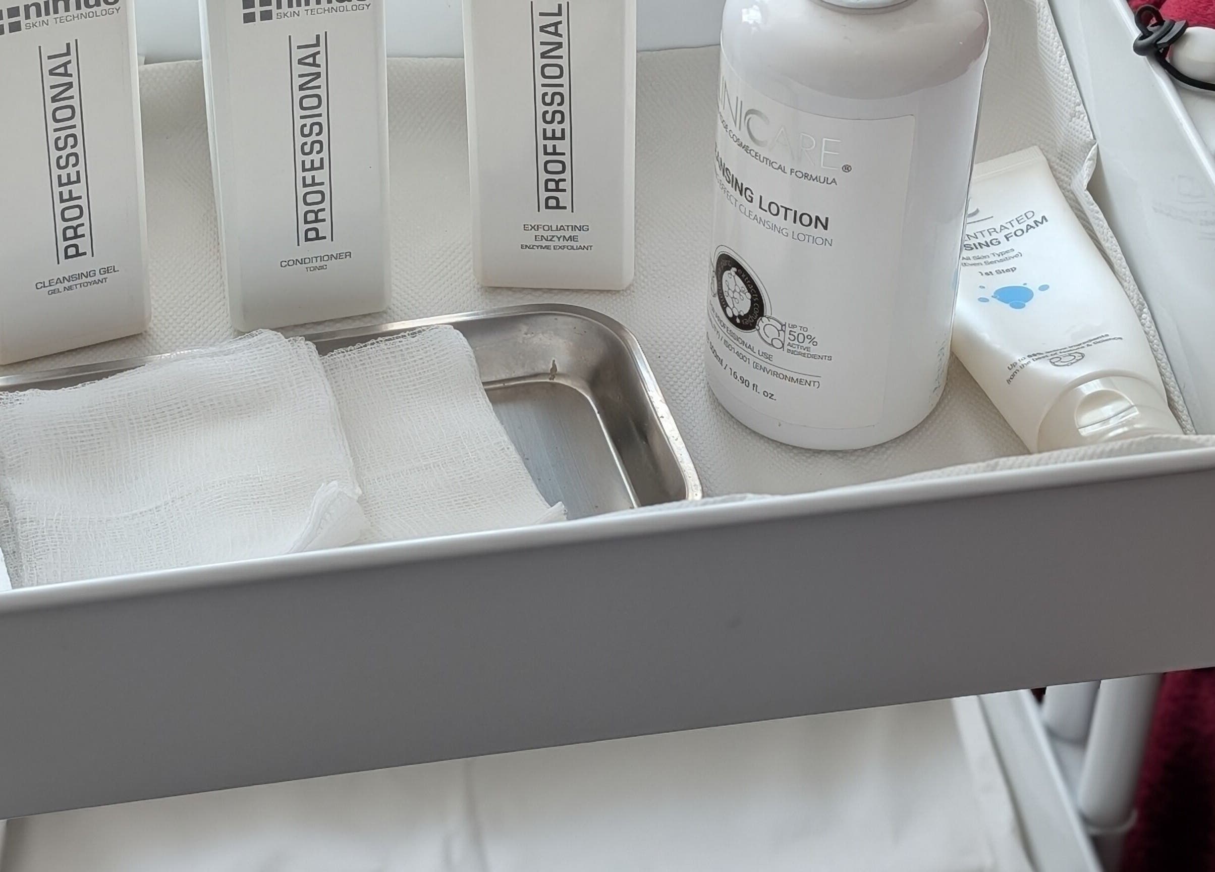 Skincare products on a tray at Radiant Reflection in Coventry, England, GB, enhancing wellness experiences.
