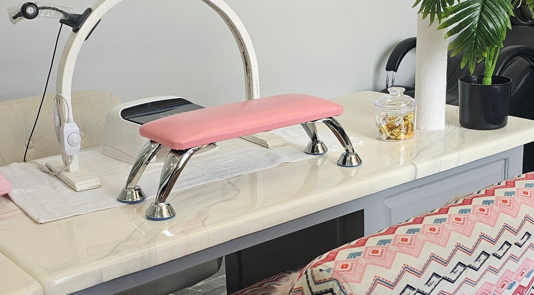 Clean, modern nail station at Shin Dynasty Nails, Gasparillo, Princes Town Regional Corporation, TT.