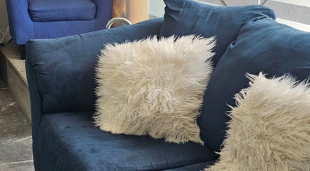 Plush seating with fluffy pillows at Shin Dynasty Nails, Gasparillo, Princes Town Regional Corporation, TT.