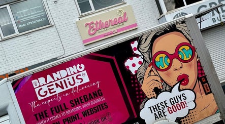 Vibrant mural outside Ethereal Luxury Body Piercing, Kilmarnock, Scotland, GB, highlighting its unique style.