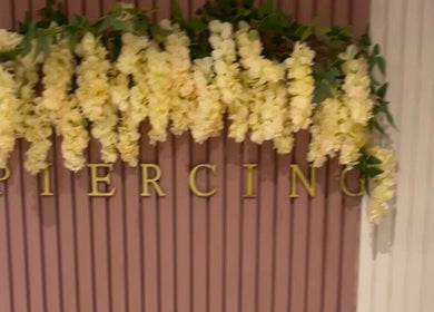 Ethereal Luxury Body Piercing sign adorned with flowers, Kilmarnock, Scotland, GB.