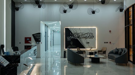 Sophisticated lobby area of Boulevard Clinic in Doha, Doha Municipality, QA, featuring modern seating and decor.