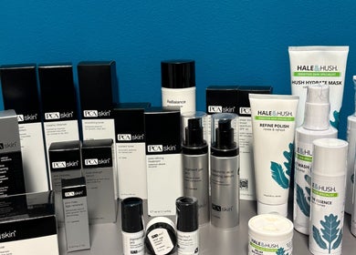 Glow With Lindsay's skincare products display, Chicago, Illinois, US.