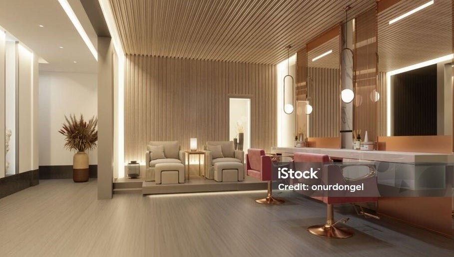 Luxurious beauty salon interior at House of S, Langemark-poelkapelle, Vlaanderen, BE with plush seating and lighting.