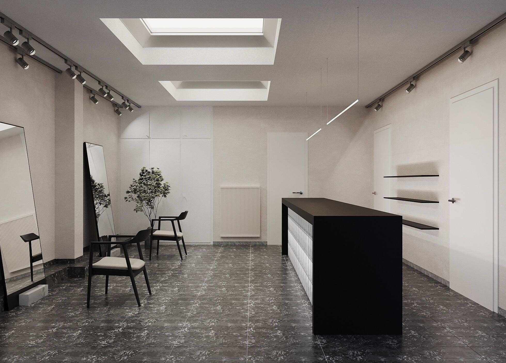 Chic and minimal interior of the SUMU venue in Düsseldorf, Nordrhein-westfalen, DE, showcasing modern design elements.