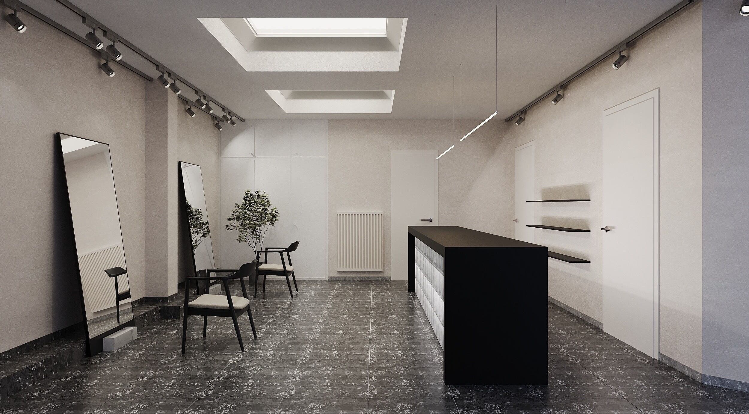 Chic and minimal interior of the SUMU venue in Düsseldorf, Nordrhein-westfalen, DE, showcasing modern design elements.