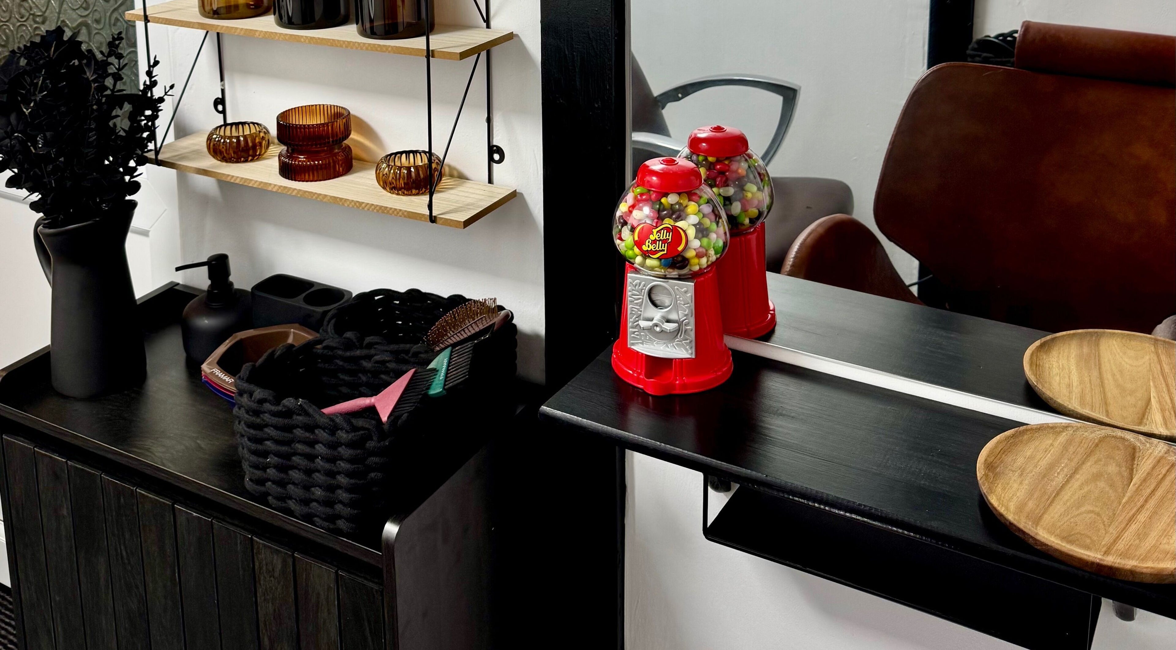 Stylish salon interior at Flodrieshairstudio, Temple Cloud, England, GB, featuring modern design elements.