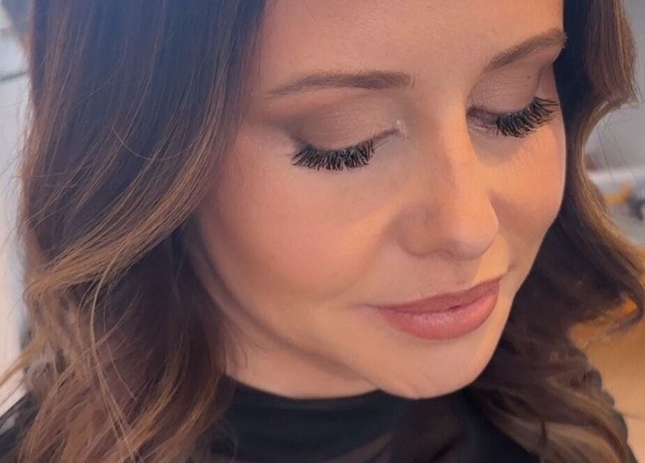 Woman with elegant makeup showcasing eyelash extensions at Sienna Skye Beauty, Kiama Downs, New South Wales, AU.