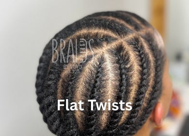 Intricate flat twists at Braidsbyvuyo - Natural Hair Salon, Sandton, Gauteng, ZA, showcasing professional styling.