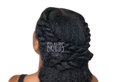 Intricate braided hairstyle at Braidsbyvuyo - Natural Hair Salon, Sandton, Gauteng, ZA.