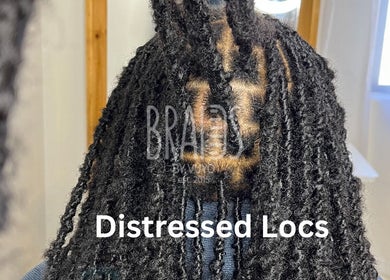 Distressed locs hairstyle at Braidsbyvuyo - Natural Hair Salon in Sandton, Gauteng, ZA showcasing intricate design.