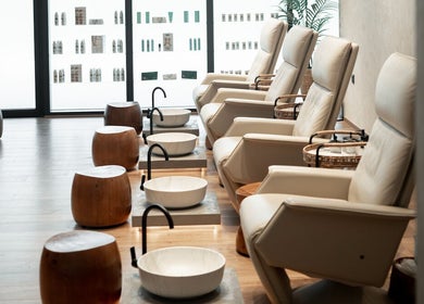 Elegant pedicure chairs at Story 92 House of Beauty, Dubai, Dubai, AE for a relaxing spa experience.
