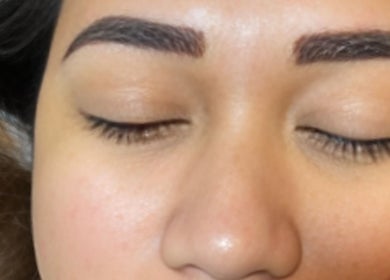 Close-up of perfectly shaped eyebrows at Glazed Beauty Lounge Buting, Pasig, Metro Manila, PH.