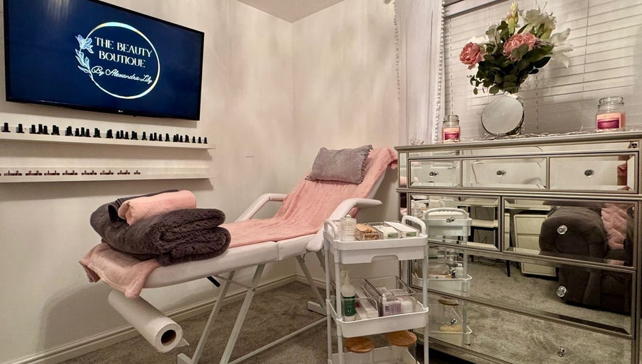 The Beauty Boutique's serene treatment room in Plymouth, England, GB showcases elegance and comfort.