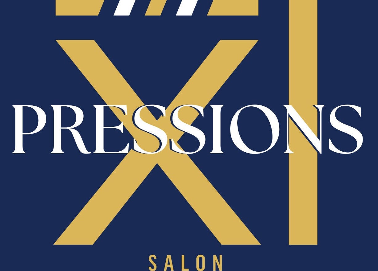 Xpressions Salon by Axios logo in Lake Worth, Florida, US, features bold gold and navy design.