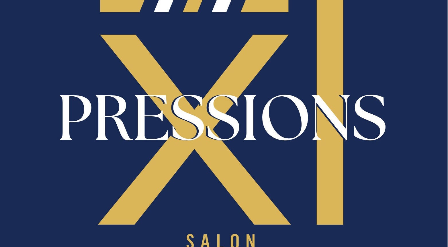 Xpressions Salon by Axios logo in Lake Worth, Florida, US, features bold gold and navy design.