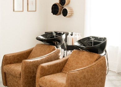 Comfortable wash stations at Rosie Atkins Hair, Winston-Salem, North Carolina, US offer a relaxing salon experience.
