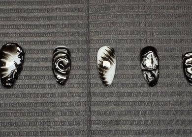Stunning black and white nail designs at Nailsdonebyisabelle, Vaughan, Ontario, CA.