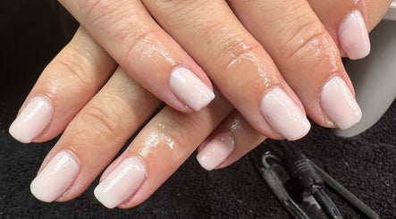 Elegant manicure with natural blush nails at Ellavated Nailz, Cardiff, Wales, GB.