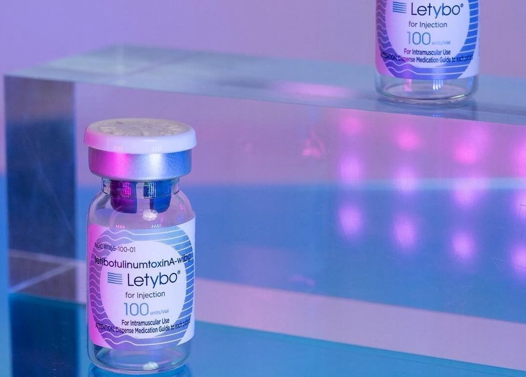 Letybo vial at Sharp Shots Academy & Spa, San Antonio, Texas, US, illuminated by calming lights.