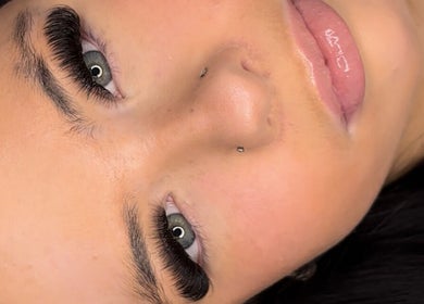 Close-up of elegant eyelash extensions at Lasheddbymkk in Melonba, New South Wales, AU.
