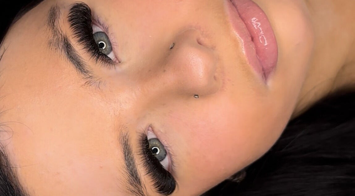 Close-up of elegant eyelash extensions at Lasheddbymkk in Melonba, New South Wales, AU.