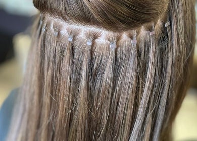 Hair extensions expertly styled at Styled by Jenna, Blantyre, Scotland, GB.