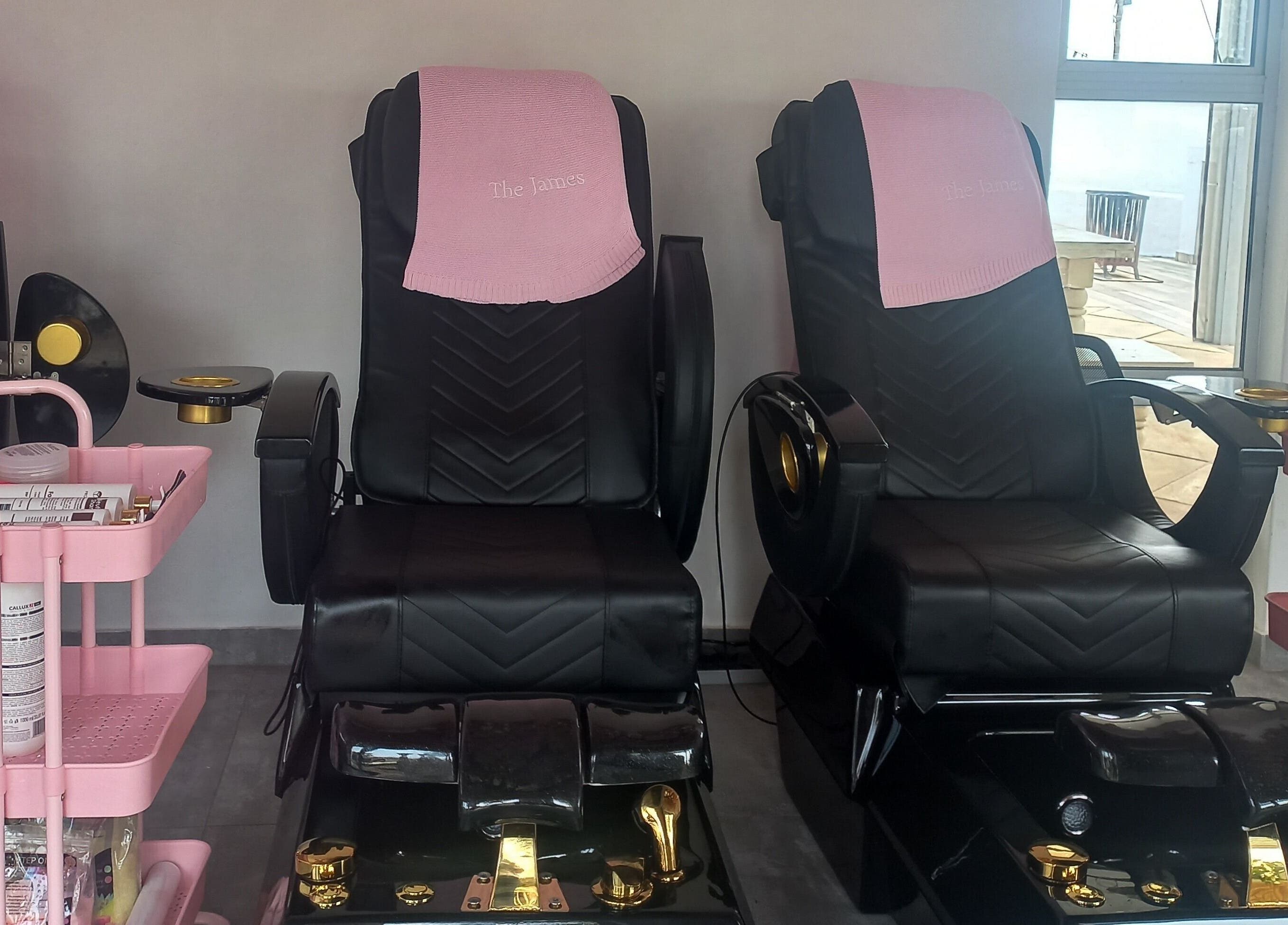 Elegant pedicure chairs at Angelique's Aesthetics @ The New James, Pretoria, Gauteng, ZA.