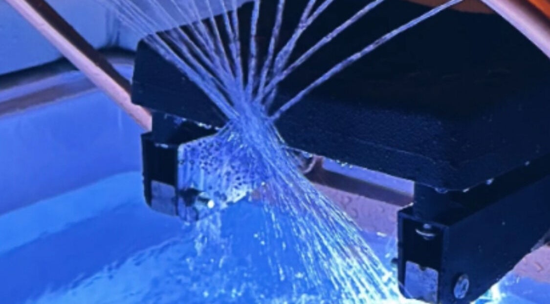 Relaxing water feature at Sakura Flow in Narborough, England, GB enhances the spa's calming ambiance.