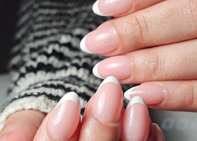 French manicure nails at The Glow Way - TGW, Bedford, England, GB, showcasing elegance and style.