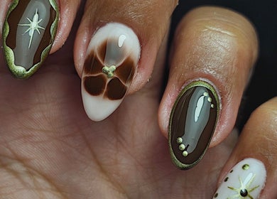 Intricate nail art design at The Glow Way - TGW in Bedford, England, GB for beauty and wellness enthusiasts.